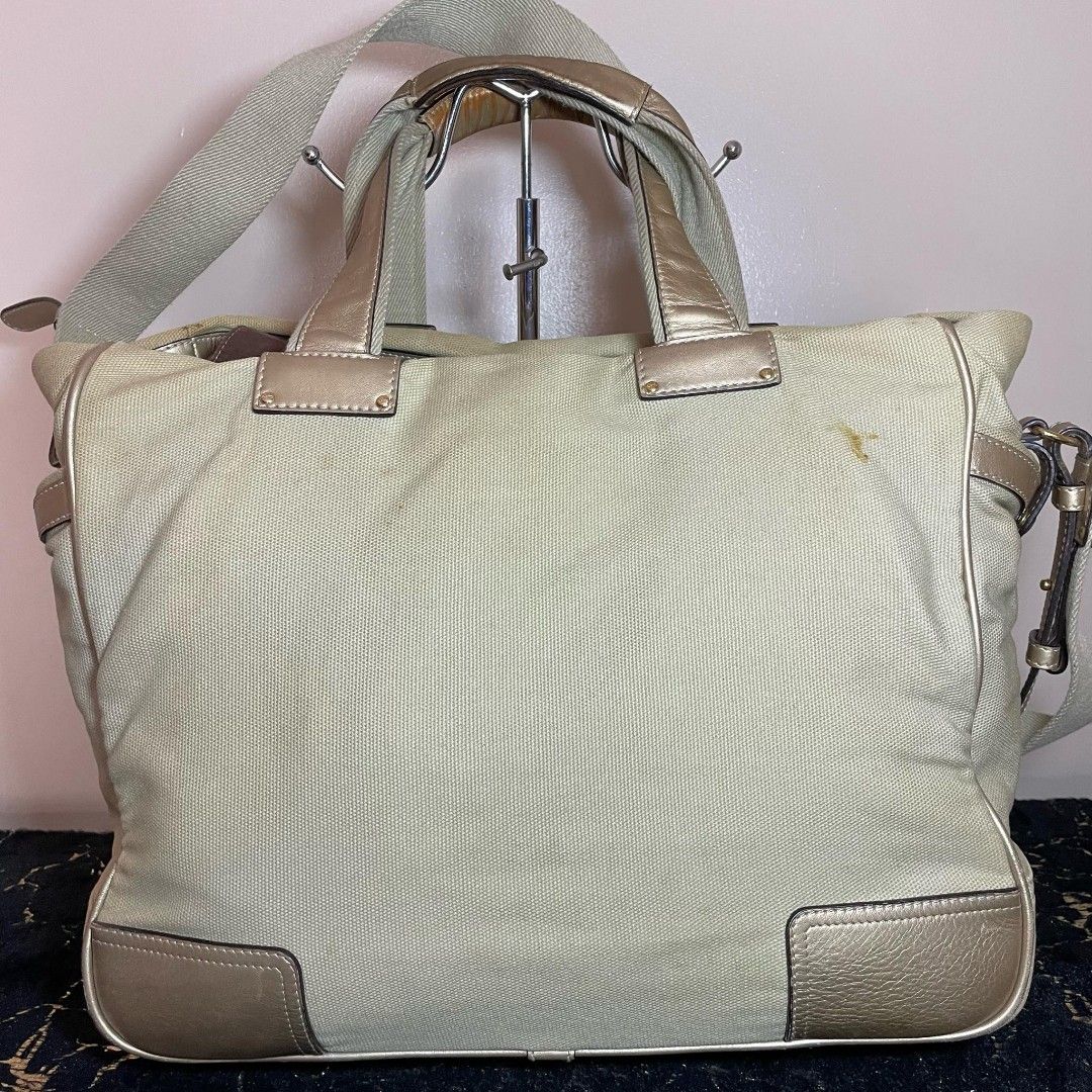 LOEWE Canvas Bag (Category: Luxury Bags & Wallets) located in Mandaluyong City. Submitted by Lucky3CsMom (Listing ID 1236900400, Image 2). Description: Brand: Loewe description: retrovintage style, large tote, shoulder and crossbody bag. Date code: 350701 Rank: AB to B+ flaws: heavy signs of wear, dirt on canvas (I can send more detailed pics) Bought this for 25,000 preloved from luxe thrifter. size in inches: 14 x 12.5 x 6 selling for only 16,50