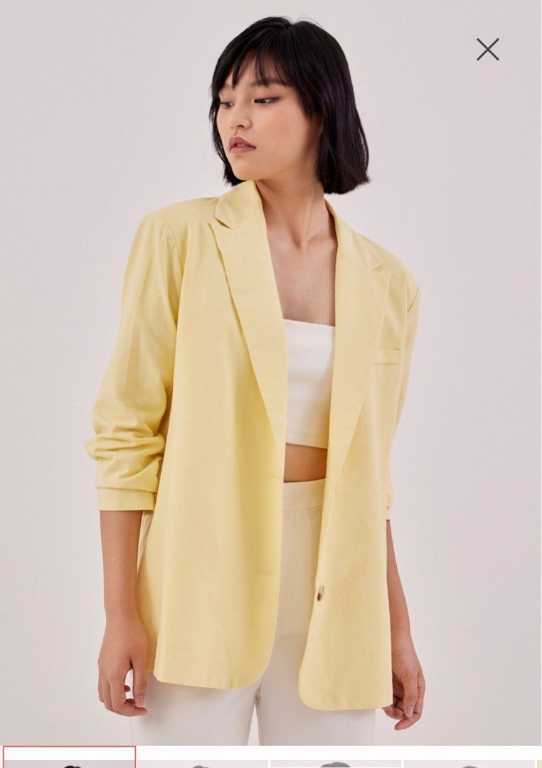 Love Bonito Kaisa Shoulder Padded Linen Relaxed Blazer