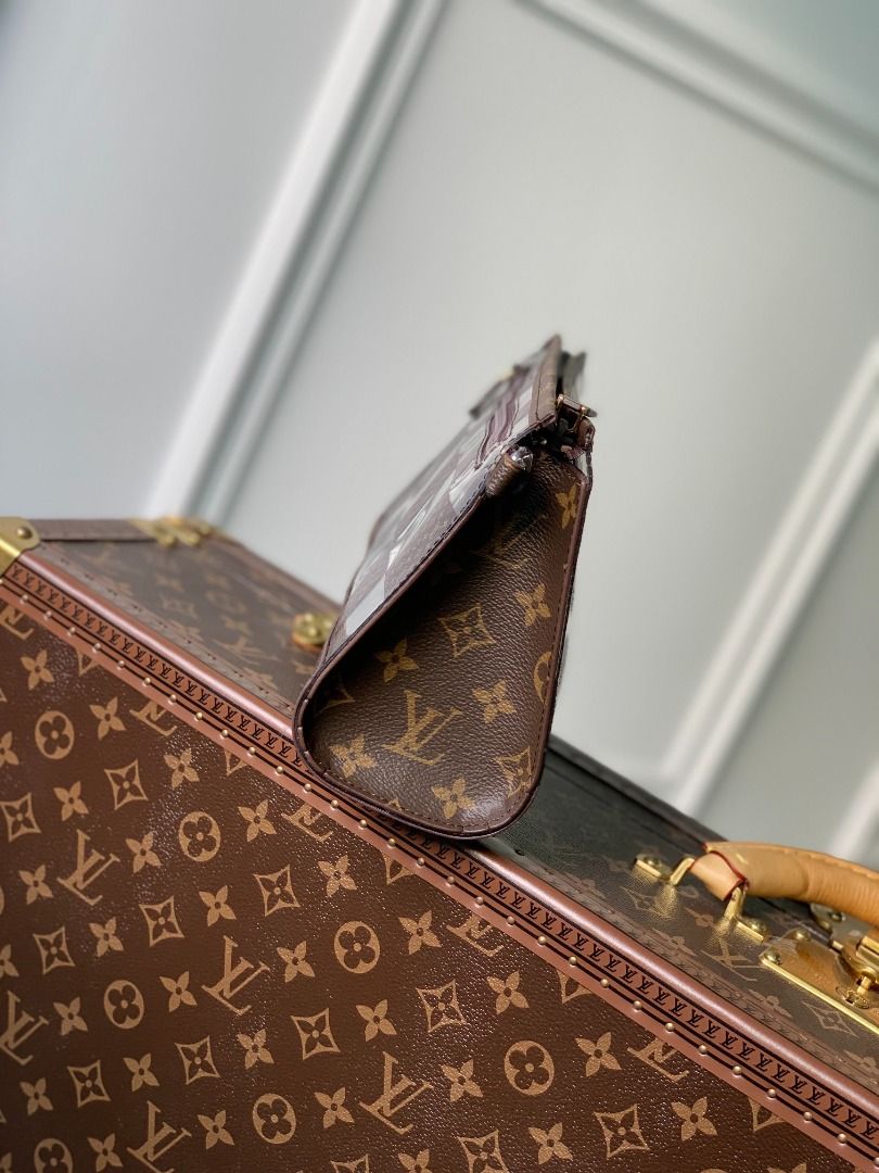 Louis Vuitton Standing Pouch Monogram Chess Coated Canvas and PVC Brown