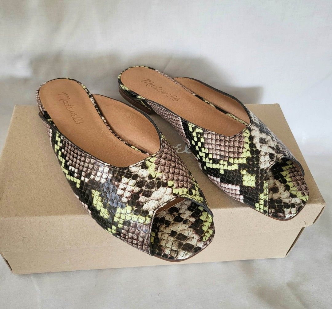 Madewell Peep-Toe Snake Skin Mules (Category: Flats & Sandals) located in Paranaque City. Submitted by MLandCobyApple (Listing ID 1236966499, Image 2). Description: Size 7 Bought in USA.