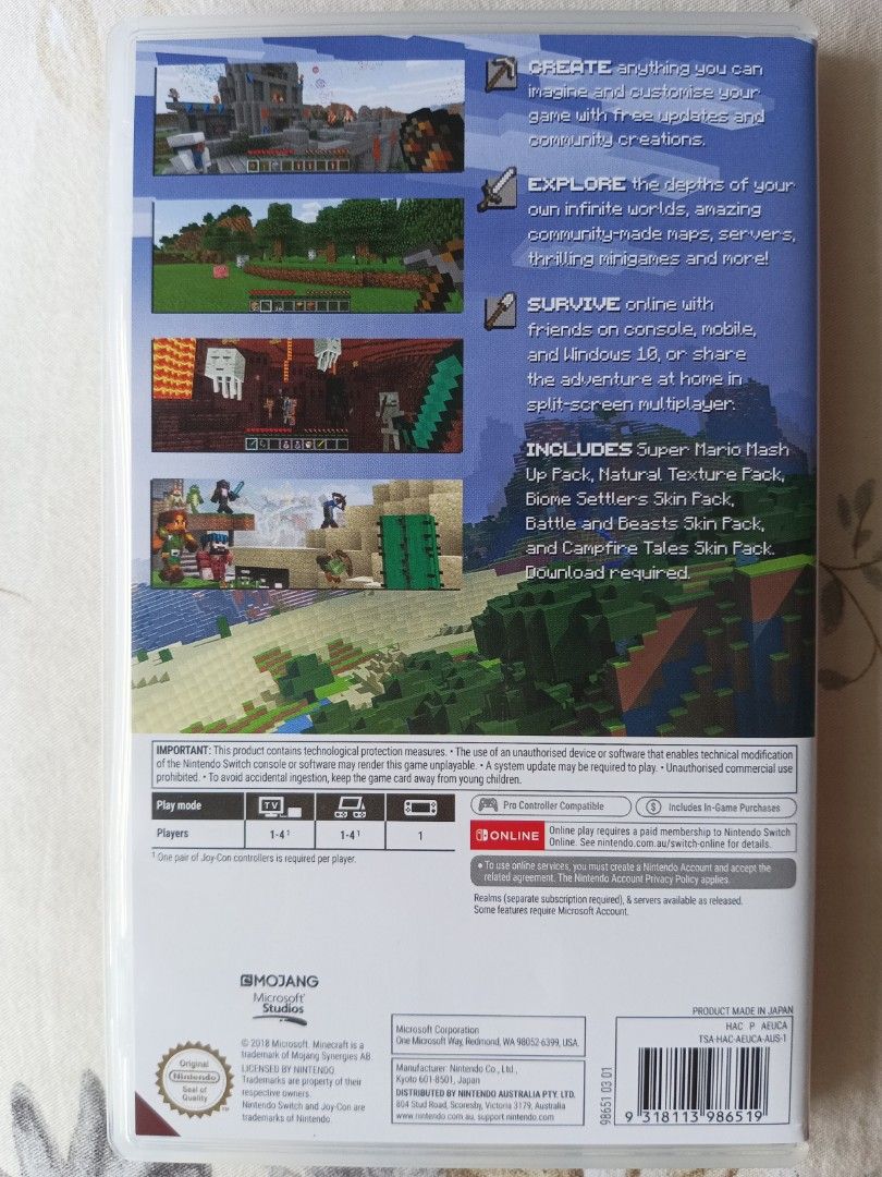 Minecraft Official Physical Game Card para Nintendo Switch, Cartas