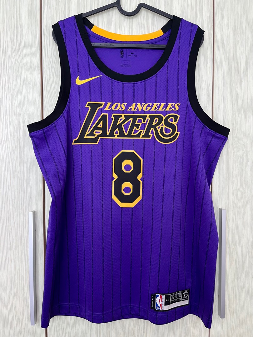 Authentic Kobe Bryant Nike City Jersey (Magic Johnson Edition) Purple  Stripe