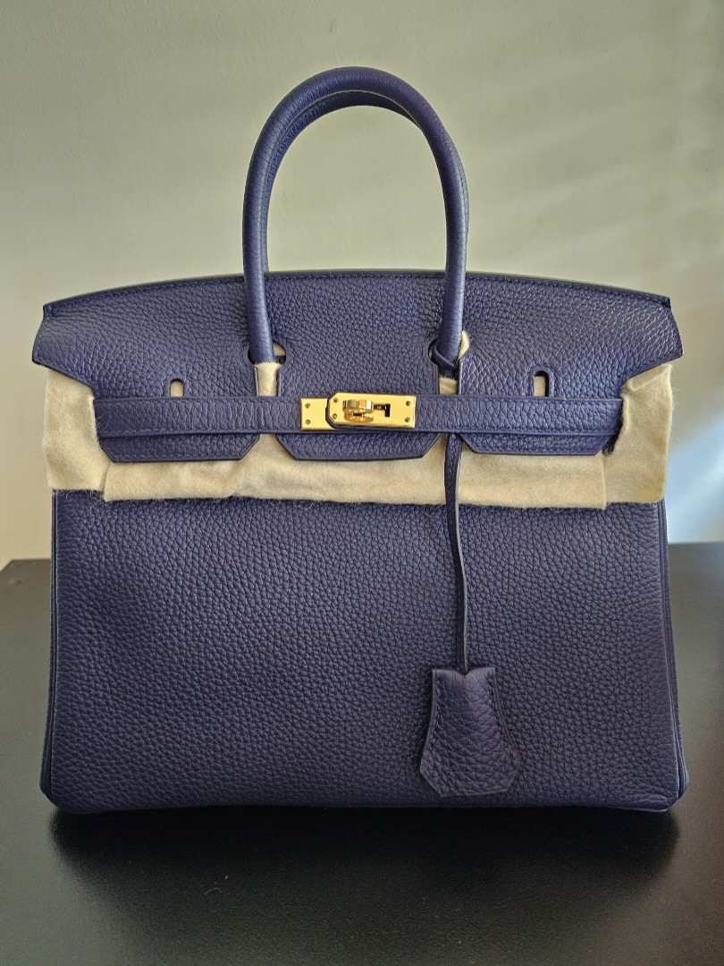 Hermes Birkin 25 bleu nuit GHW, Luxury, Bags & Wallets on Carousell
