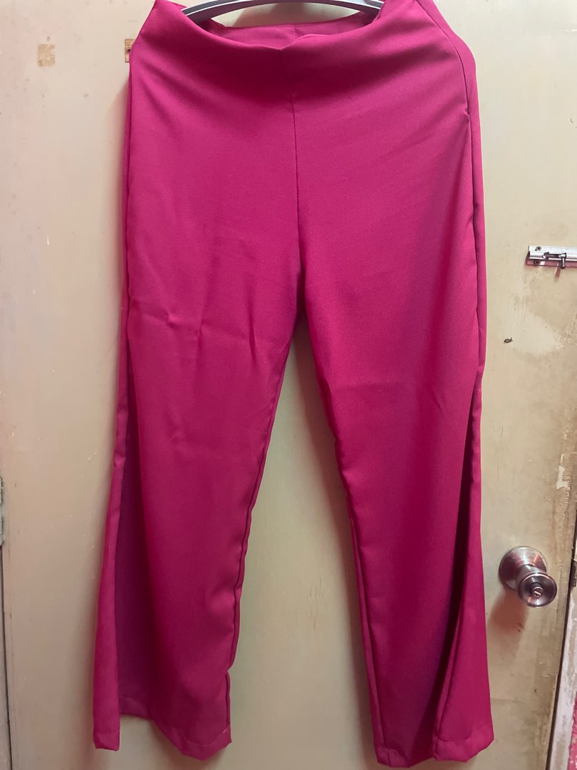 New Seluar palazo pink furschia, Women's Fashion, Bottoms, Other ...