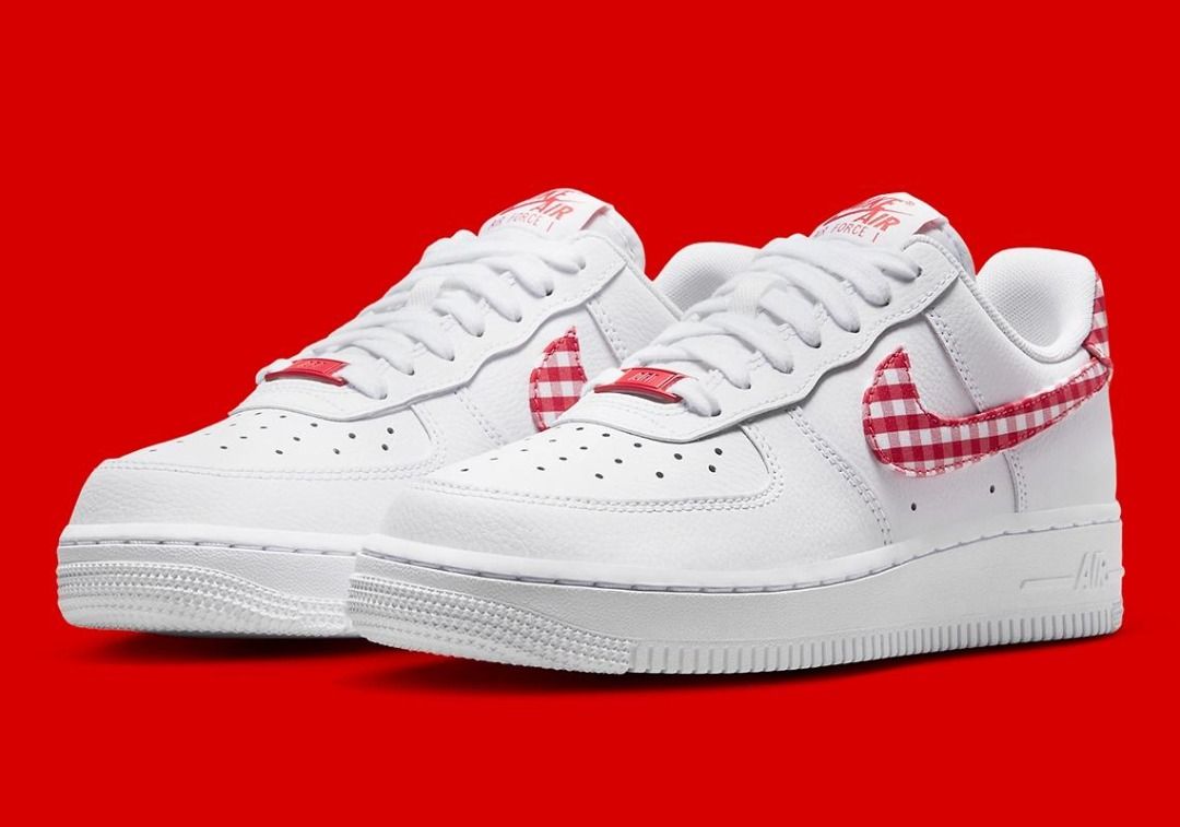 Nike Air Force 1 Low Red Gingham, 預購- Carousell