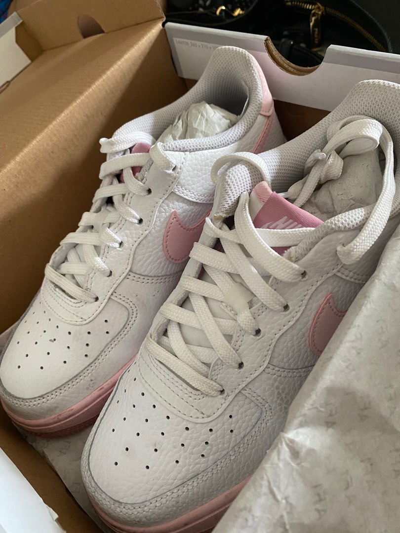 Nike Air Force 1 White Pink Swoosh on Carousell