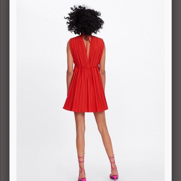 Zara pleated poplin dress discount