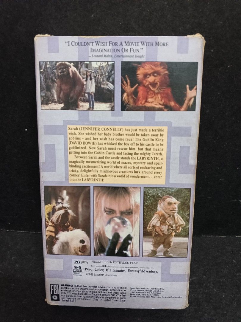 Original VHS Tapes LABYRINTH Movie, A Jim Henson Film, Fantasy Vintage