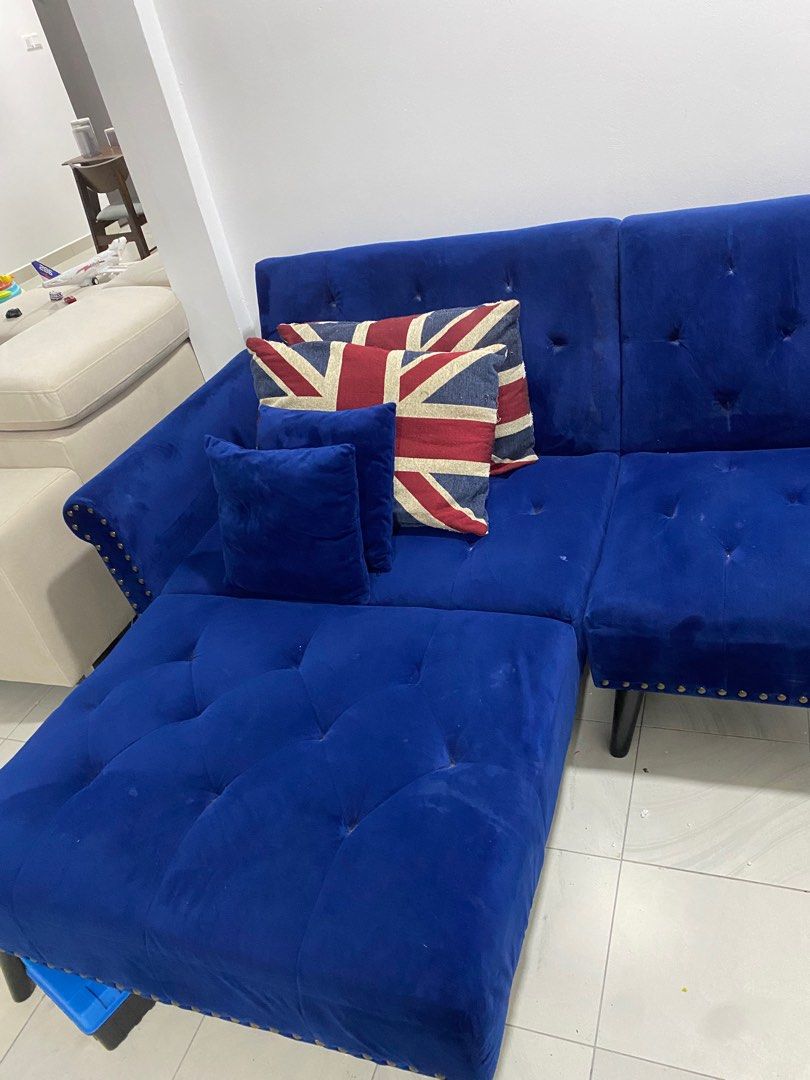 Preloved Chesterfield L shape sofa, Furniture & Home Living, Furniture