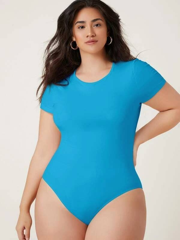 Pre-loved: SHEIN BASICS Plus Form Fitted Bodysuit - Blue