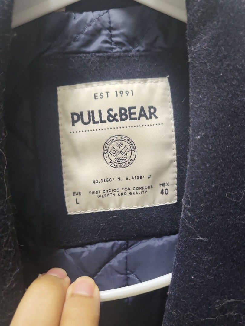 Pull & Bear Peacoat, Men'S Fashion, Coats, Jackets And Outerwear On  Carousell