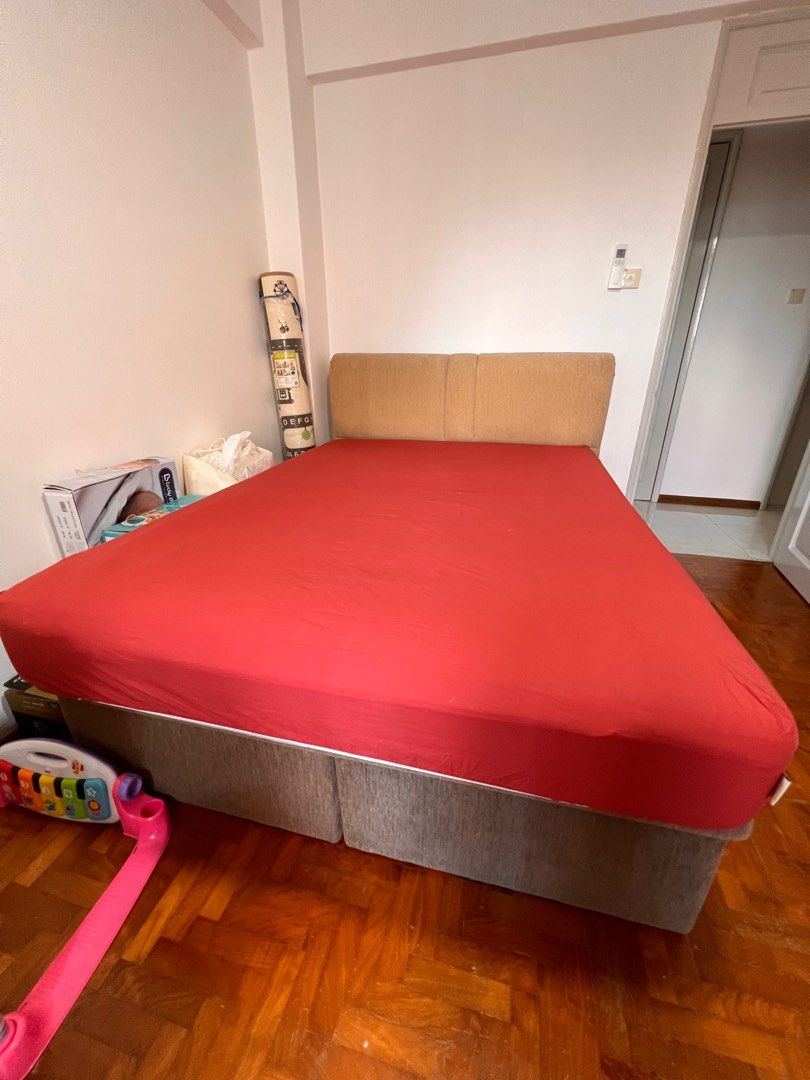 Queen size storage bed frame (without mattress), Furniture & Home