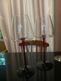 Red-stemmed wine glass