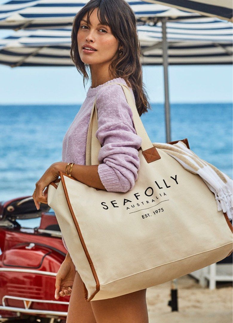SEAFOLLY Canvas Tote Bag in Sand, Women's Fashion, Bags & Wallets, Shoulder  Bags on Carousell