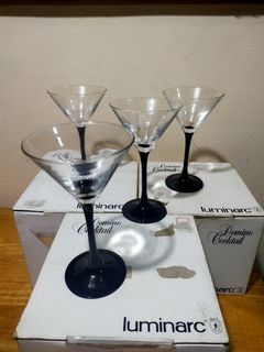 Set of 4 Stemglass Domino Cocktail by Luminarc made in France