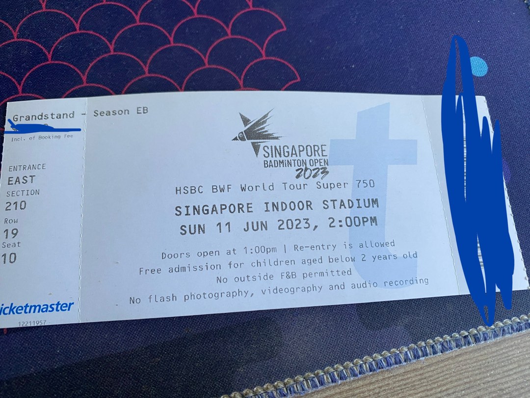 Singapore Open 2023 finals ticket, Tickets & Vouchers, Event Tickets on