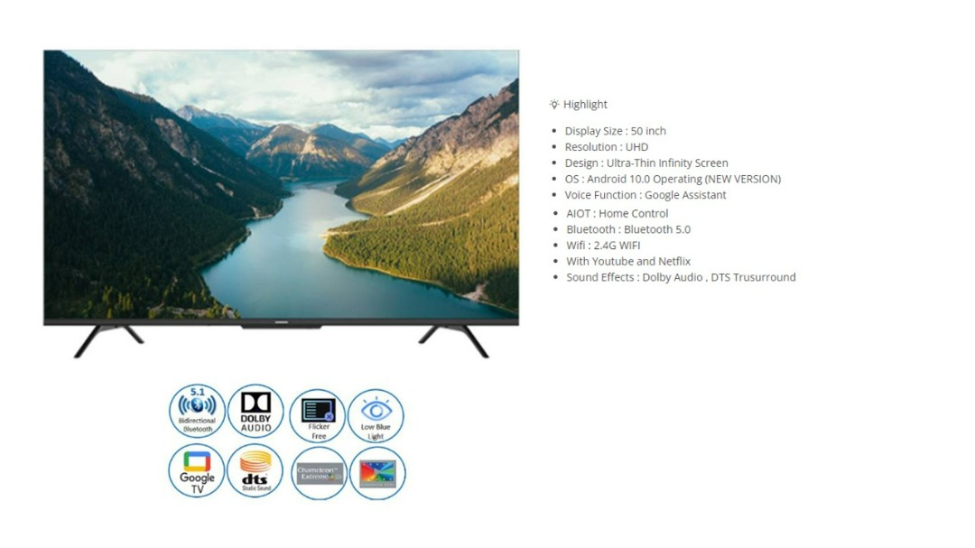 SKYWORTH 50" 4K 50SUE7600 GOOGLE TV / SMART TV, TV & Home Appliances ...