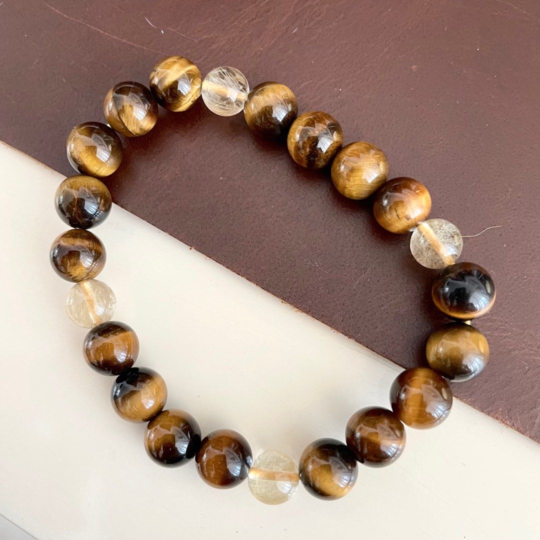 SUPER VALUE Gemstone Bracelet in Tigers Eye Golden Rutile