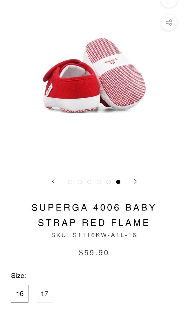 Superga Baby Shoes Kids Toddler 4006 Baby Strap Red Flame UK 2