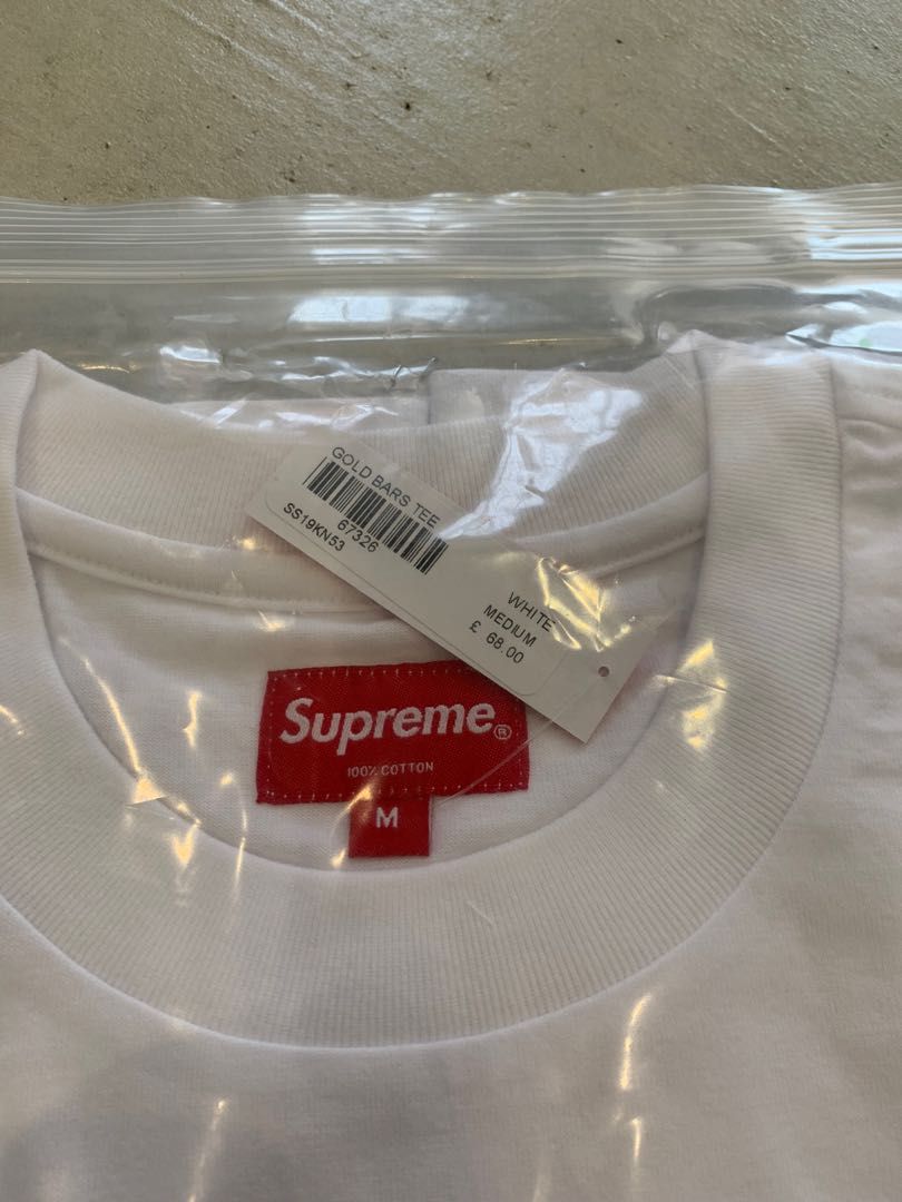 全新Supreme gold bar tee size M L 中碼大碼Kaws off white wtaps box