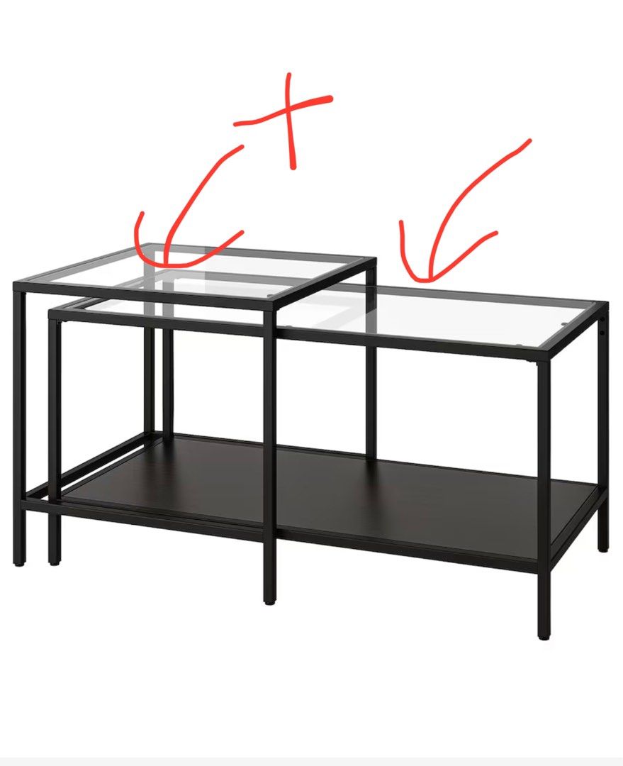 Table with glass top, Furniture & Home Living, Furniture, Shelves