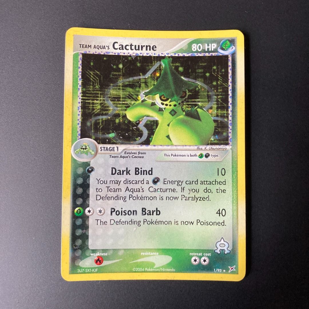 Team Aqua Cacturne Rare Holo Pokemon Card 2004, Hobbies & Toys, Toys &  Games on Carousell