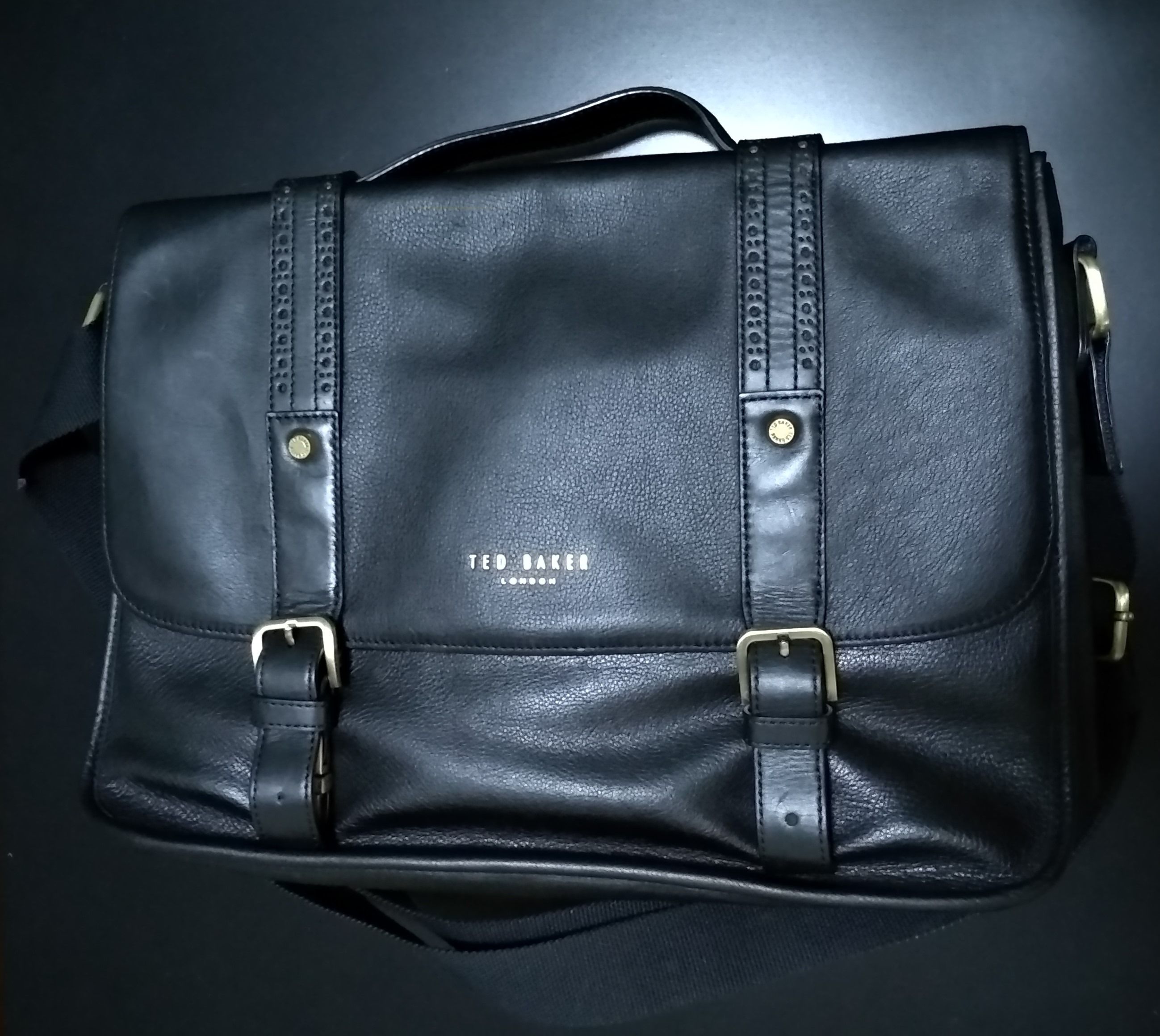 Ted Baker Black Leather Satchel Messenger Bag Luxury Bags