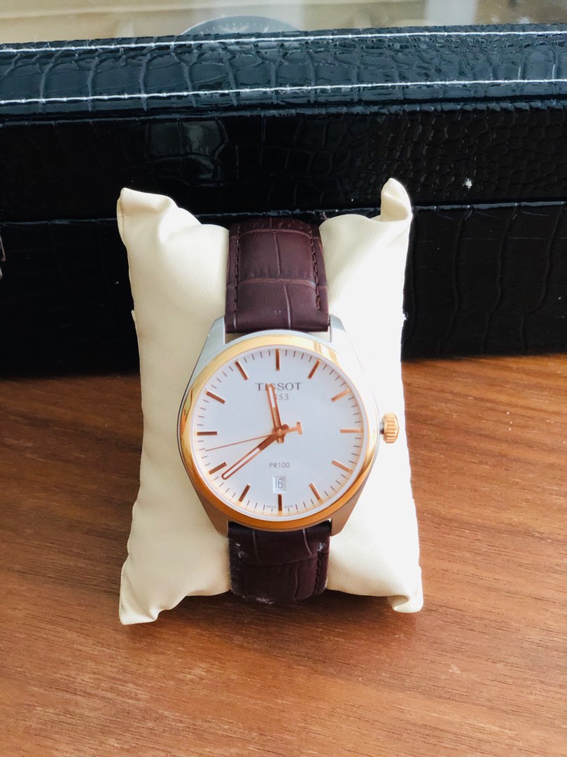 Tissot pr100 leather strap on sale