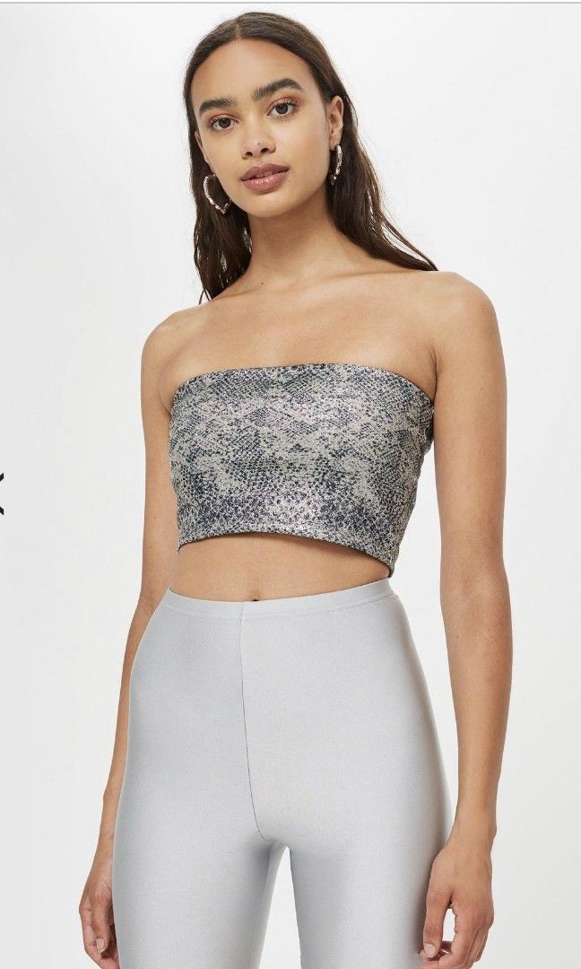 Topshop Snake Skin Shimmer Bandeau Top