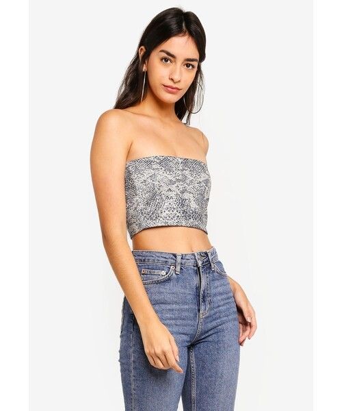 Topshop snake print bandeau dress top