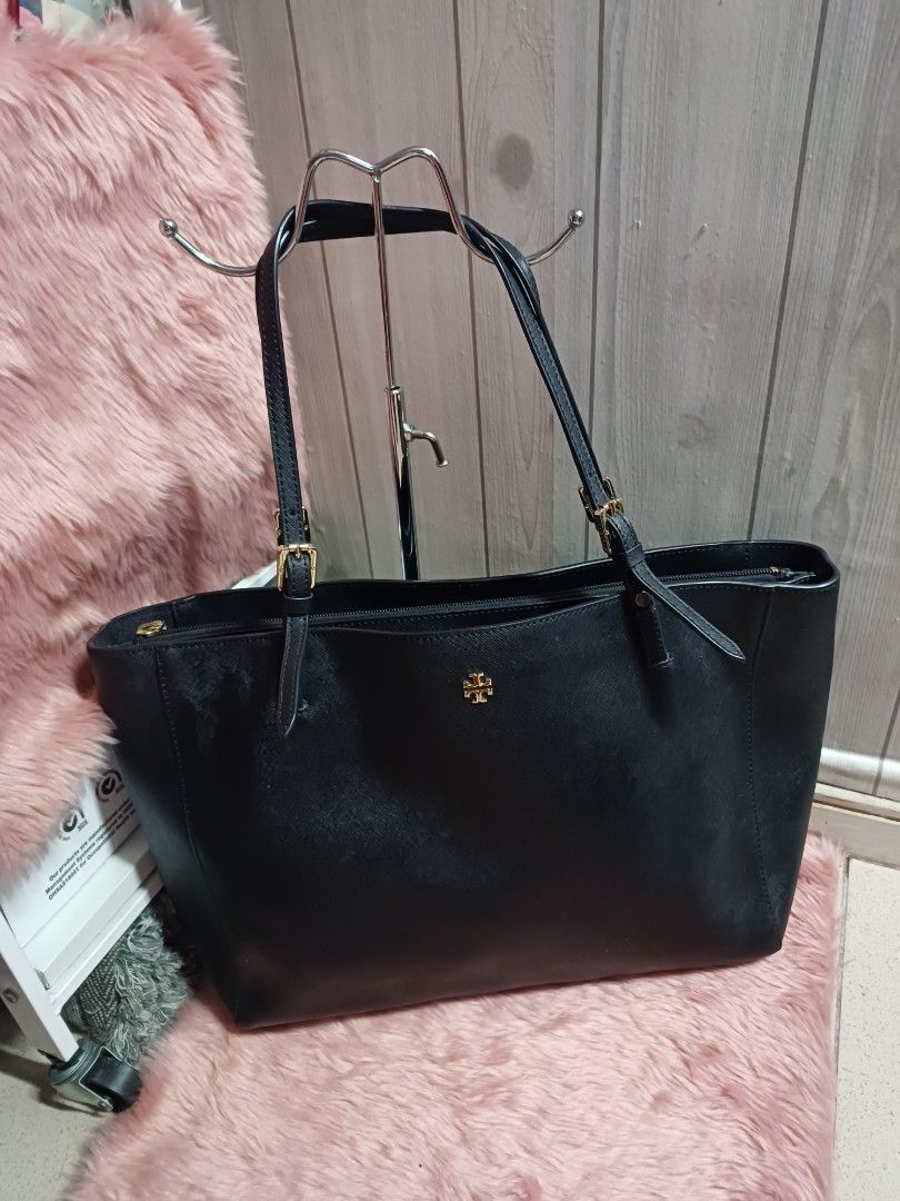 Tory Burch Large Black Saffiano Leather York Buckle Tote 