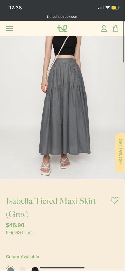 Isabella Tiered Maxi Skirt (Grey)