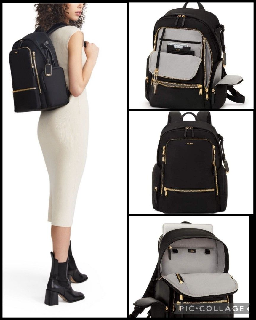 TUMI Voyageur Celina Backpack - Men's & Women's Backpack - Travel Bag -  Black - Gold Hardware - 16.0 X 10.6 X 6.5