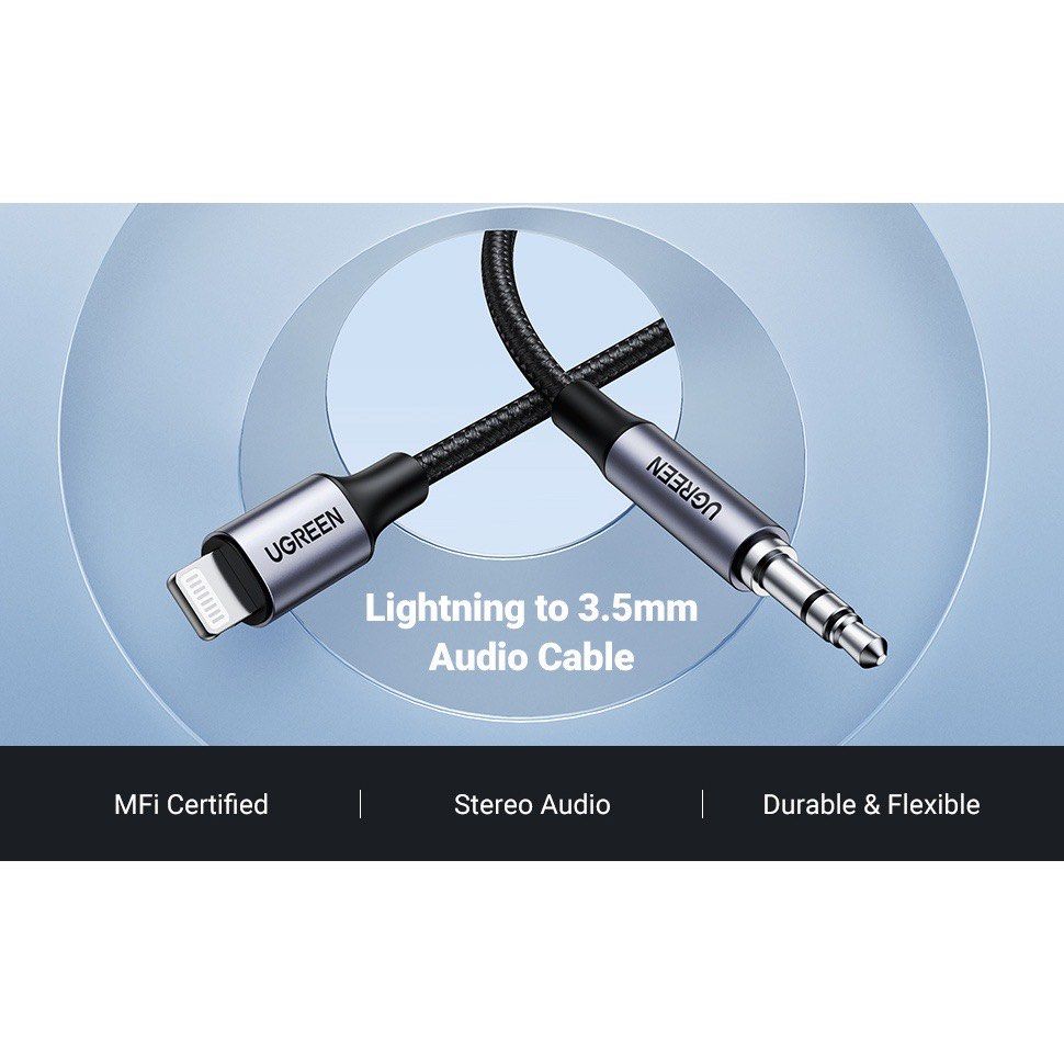 UGREEN MFi Lightning to Jack Male AUX Cable Adapter Converter Audio