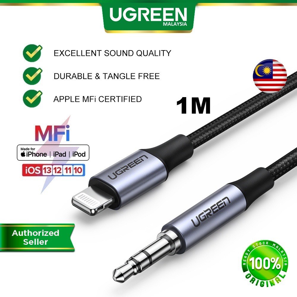 UGREEN MFi Lightning to Jack Male AUX Cable Adapter Converter Audio