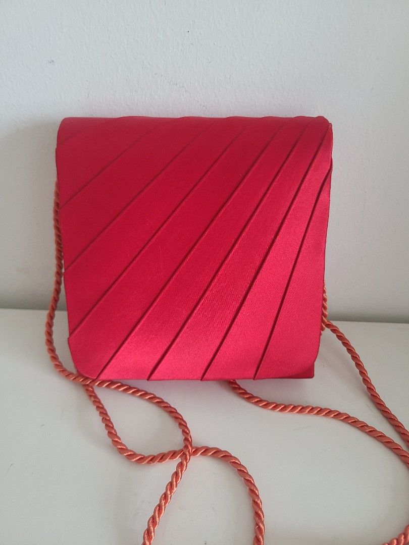 Red top satin purse