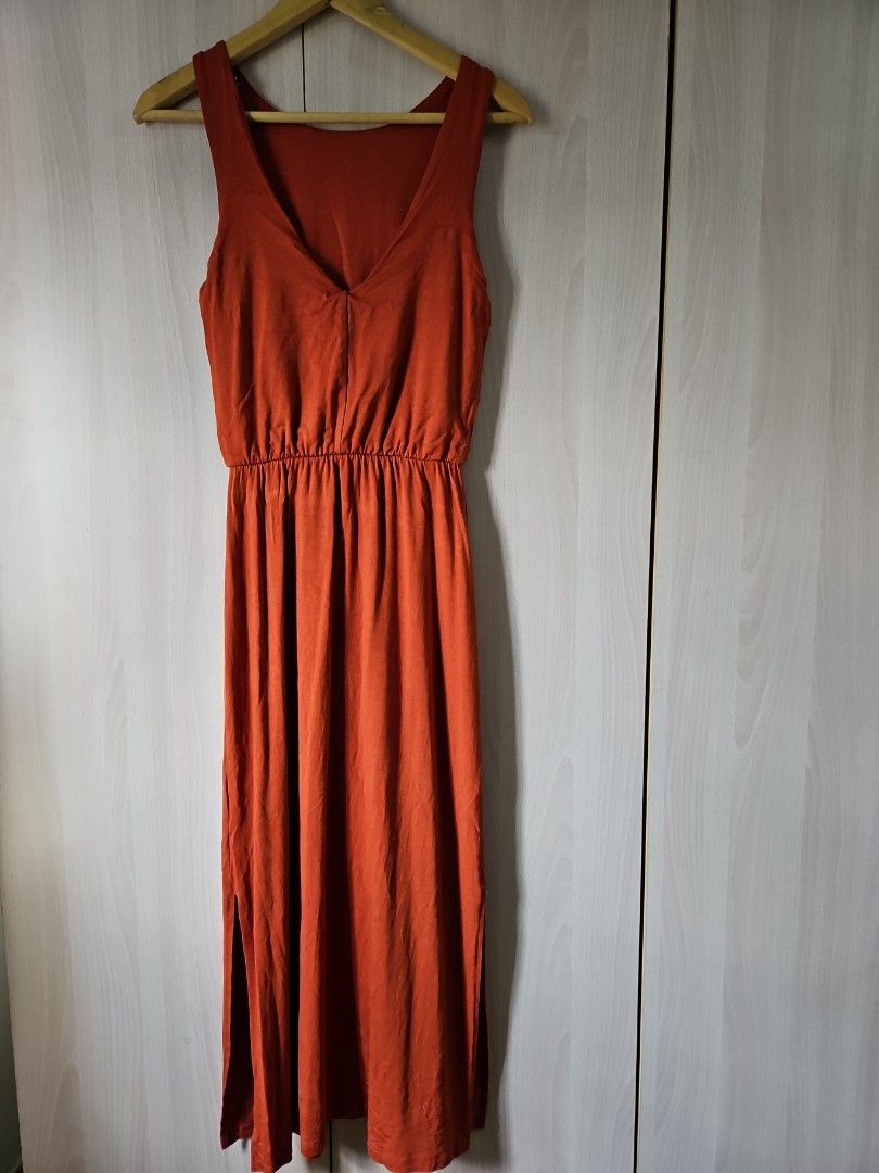 Warehouse sleeveless maxi dress in burnt orange, Women's Fashion, Dresses u0026  Sets, Dresses on Carousell