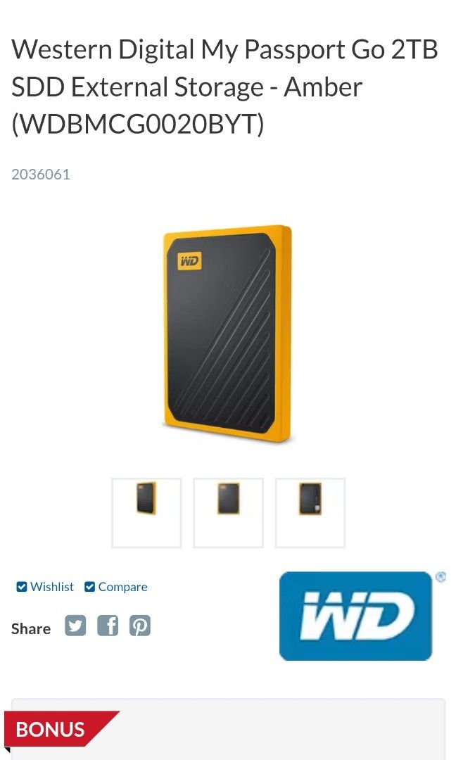 WD my passport GO 2tb Computers Tech Parts Accessories Hard