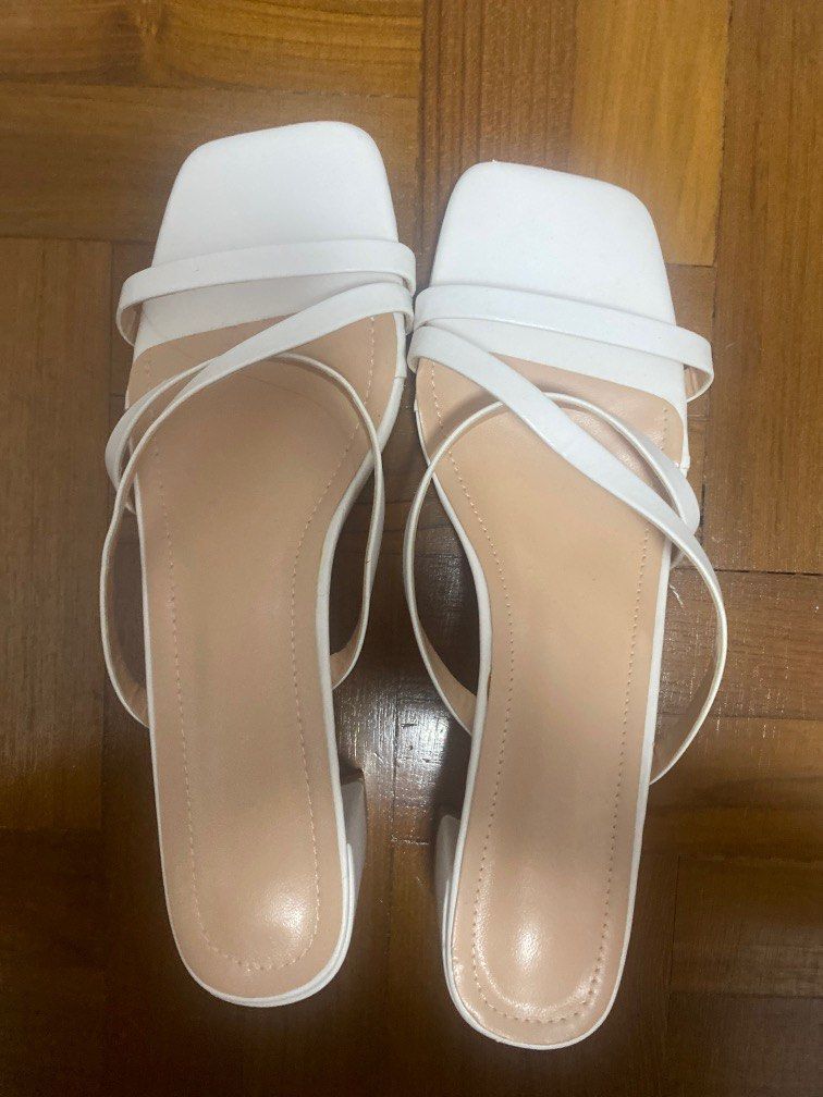 White heeled sandals