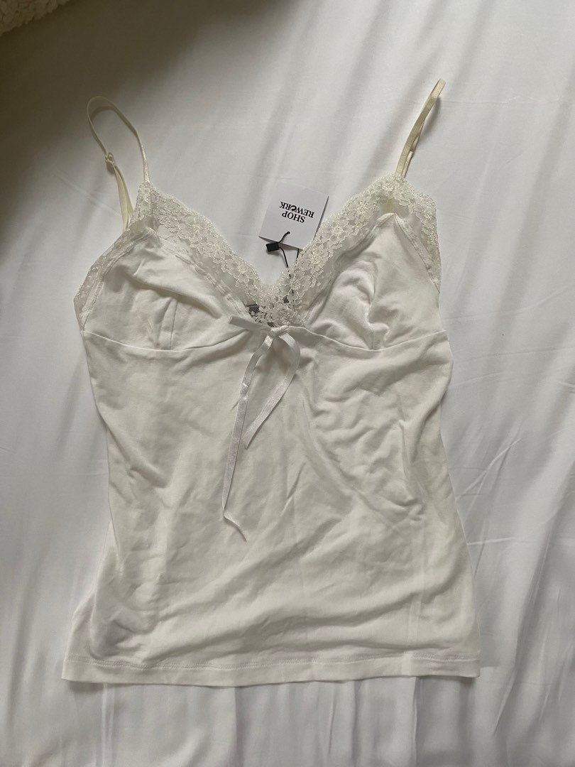 Y2k Coquette White Tank Top on Carousell