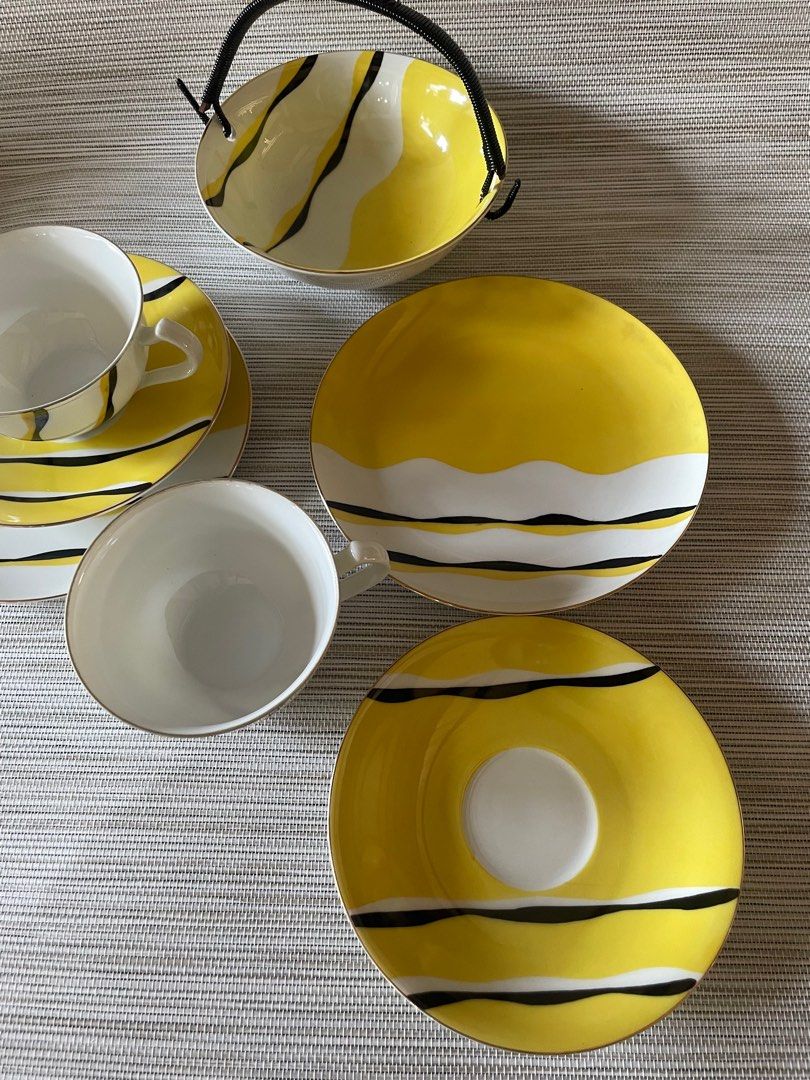 Yamaka Fine China Trio Set Cup and Saucer Yellow Deisgn on Carousell Yamaka Fine China Trio Set Cup and Saucer Yellow Deisgn on Carousell