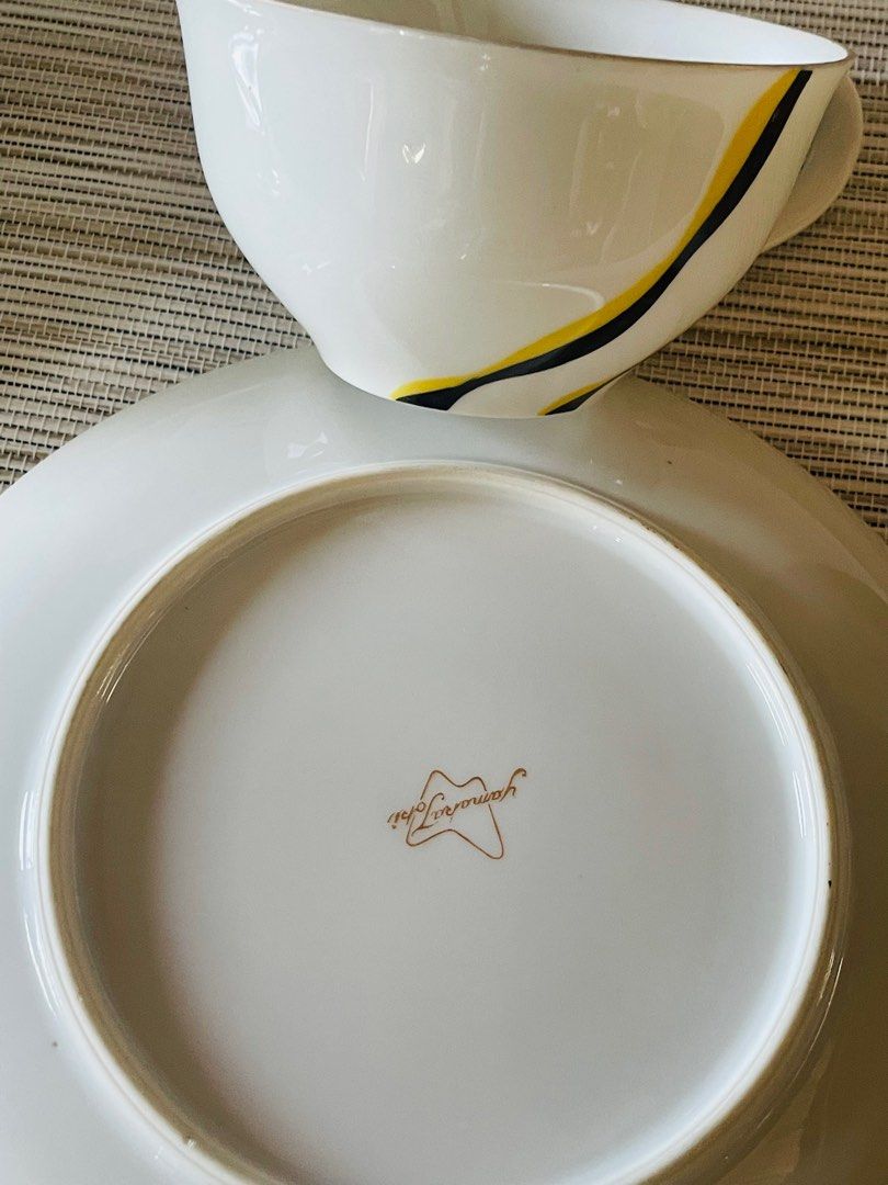 Yamaka Fine China Trio Set Cup and Saucer Yellow Deisgn on Carousell Yamaka Fine China Trio Set Cup and Saucer Yellow Deisgn on Carousell