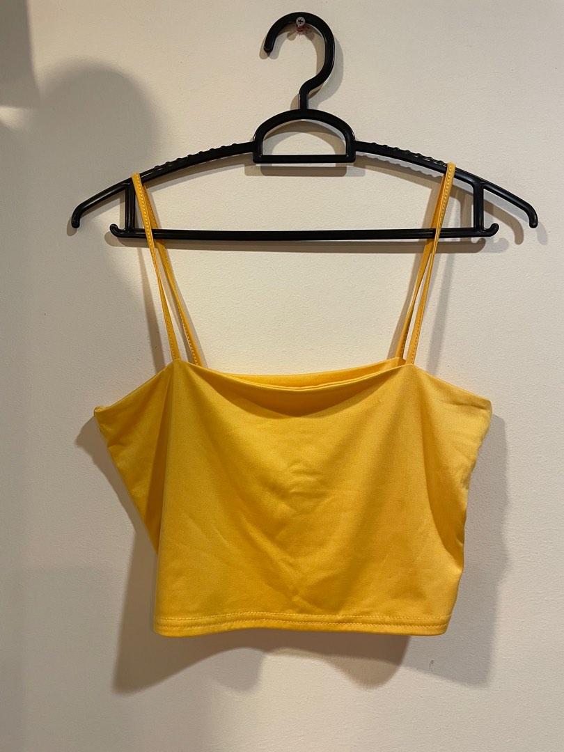 Yellow spaghetti sales strap crop top