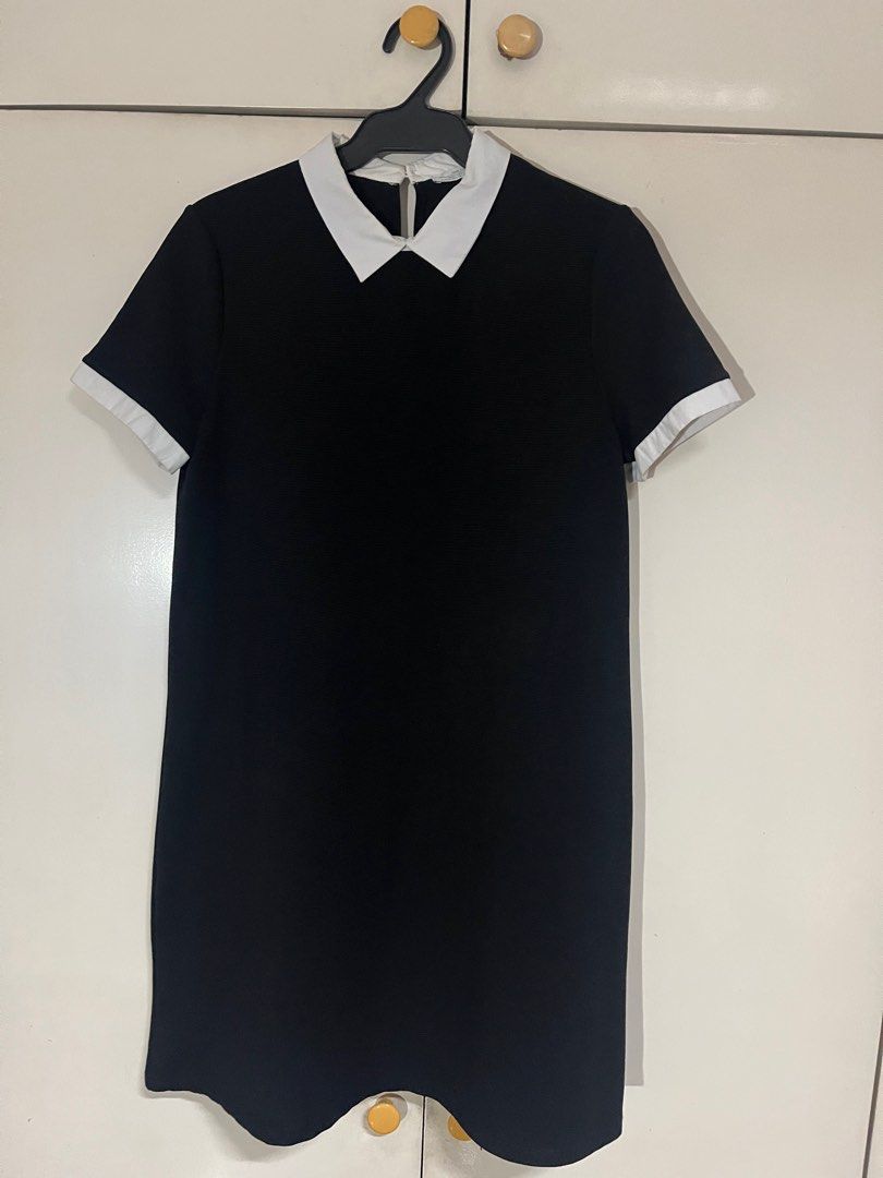 zara black dress white collar ZARA MAXI DRESS