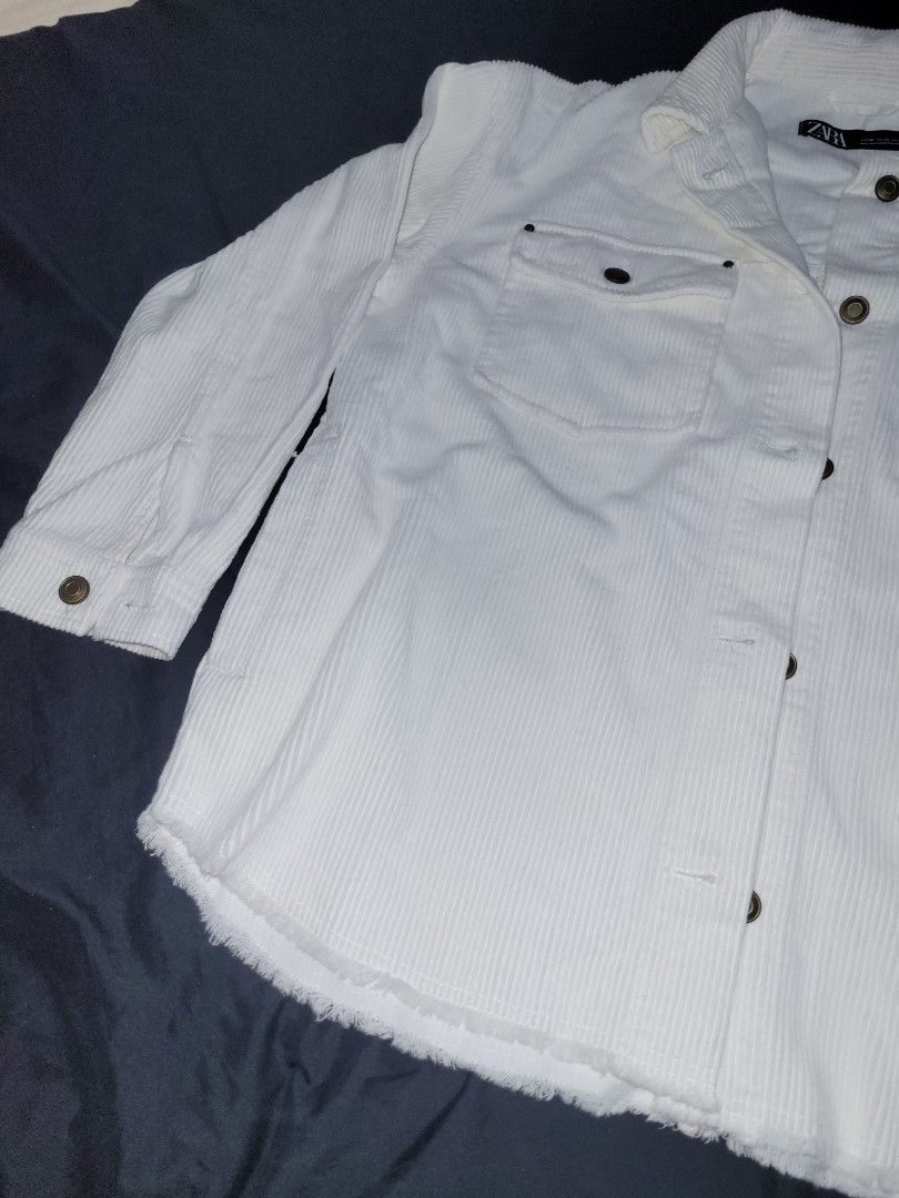 ZARA white corduroy jacket on Carousell