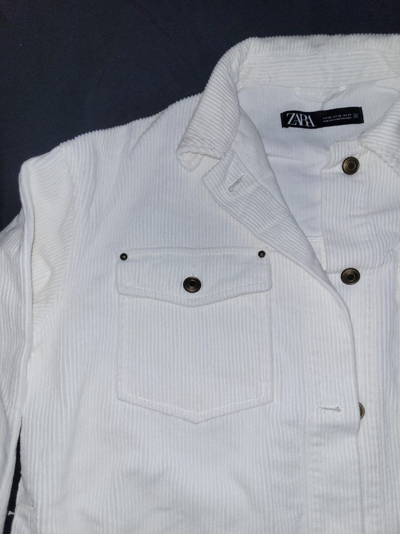 ZARA white corduroy jacket on Carousell