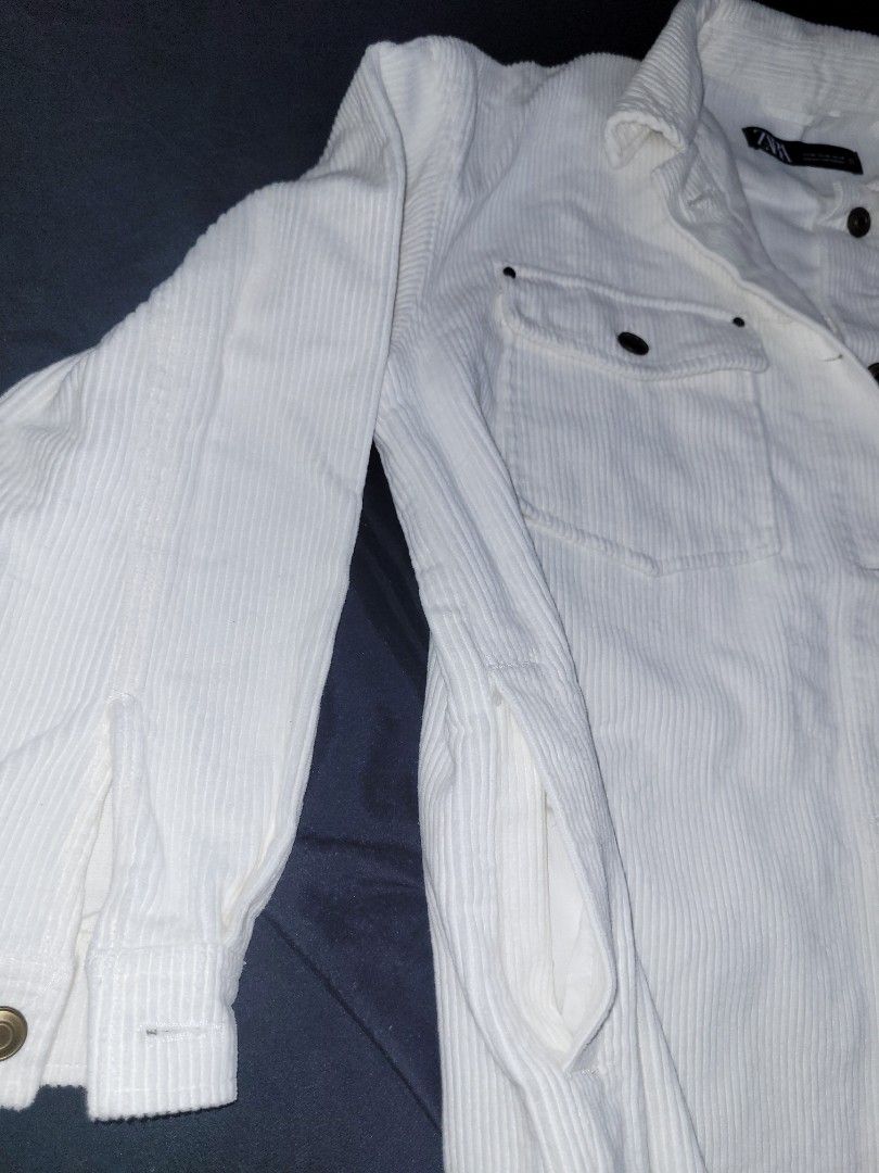 ZARA white corduroy jacket on Carousell