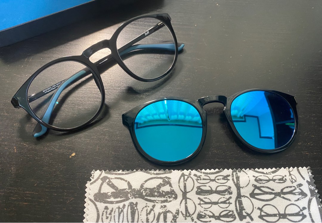 日本品牌Zoff 墨鏡鏡片兩用可拆式9.9成新, 他的時尚, 手錶及配件, 眼鏡