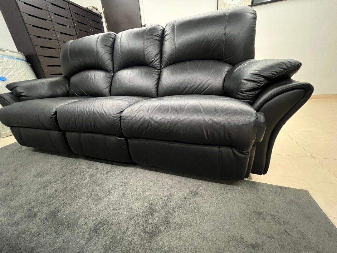 3 Seater Recliner Sofa Half Leather