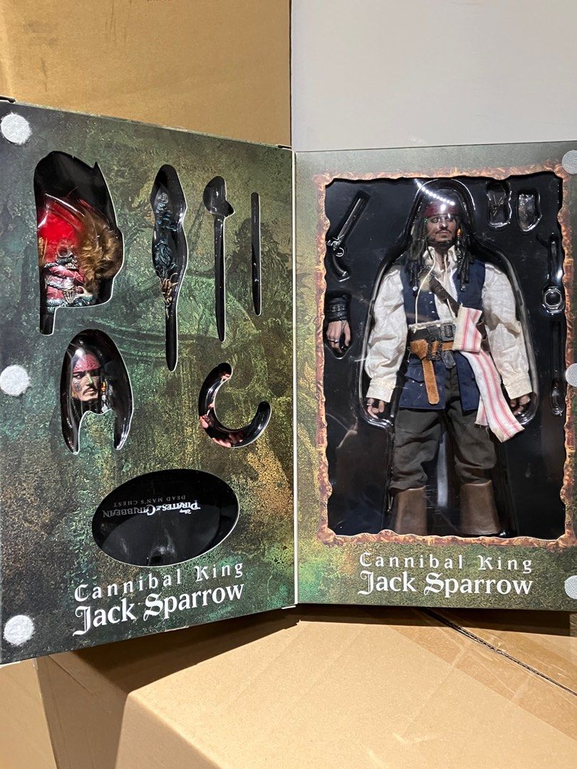 絕版罕有 JOHNNY DEPP 雙頭雕 HOT TOYS 1/6 魔盜王 CANNIBAL KING JACK SPARROW 人偶, 興趣